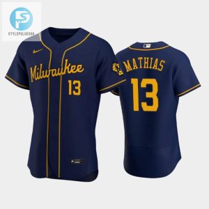 Milwaukee Brewers 13 Mark Mathias Alternate Team Navy Jersey stylepulseusa 1 1