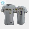 Milwaukee Brewers 13 Mark Mathias Road Team Gray Jersey stylepulseusa 1