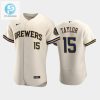 Milwaukee Brewers 15 Tyrone Taylor Home Team Cream Jersey stylepulseusa 1