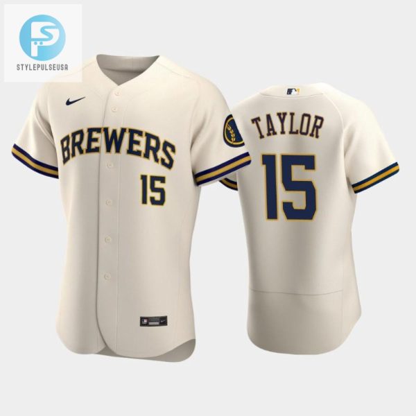 Milwaukee Brewers 15 Tyrone Taylor Home Team Cream Jersey stylepulseusa 1 1