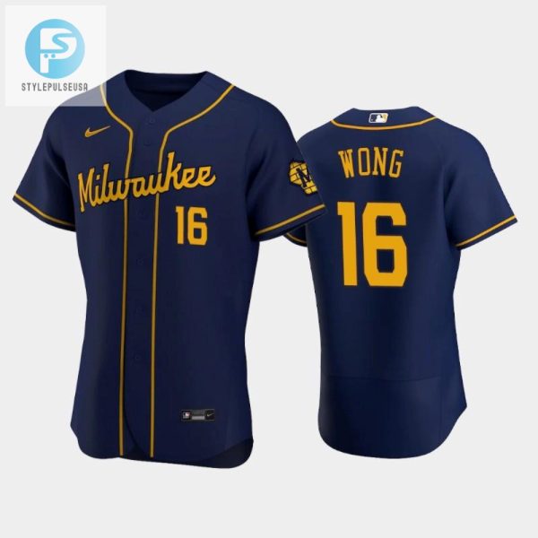 Milwaukee Brewers 16 Kolten Wong Alternate Team Navy Jersey stylepulseusa 1 1