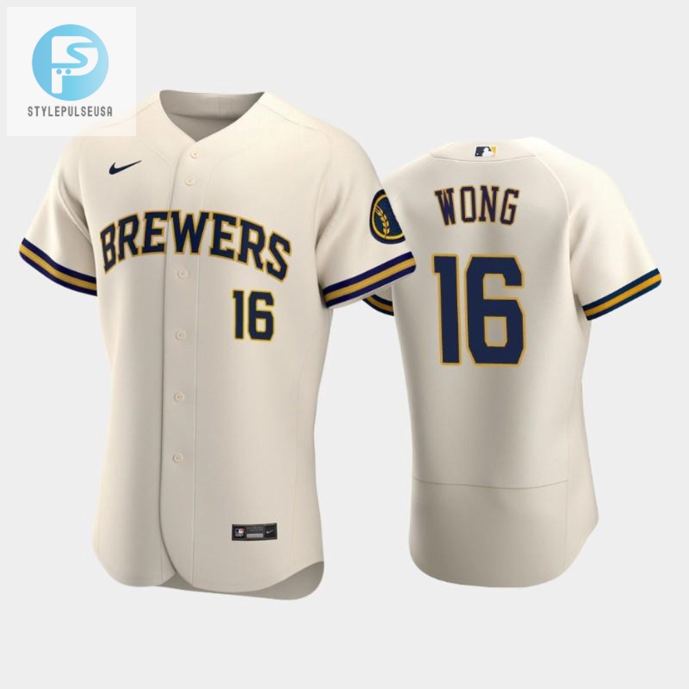 Milwaukee Brewers 16 Kolten Wong Home Team Cream Jersey 