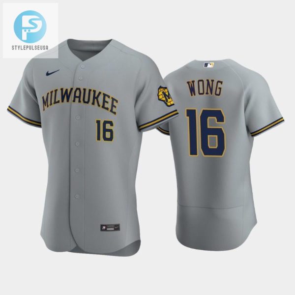 Milwaukee Brewers 16 Kolten Wong Road Team Gray Jersey stylepulseusa 1 1