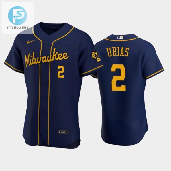 Milwaukee Brewers 2 Luis Urias Alternate Team Navy Jersey stylepulseusa 1 1