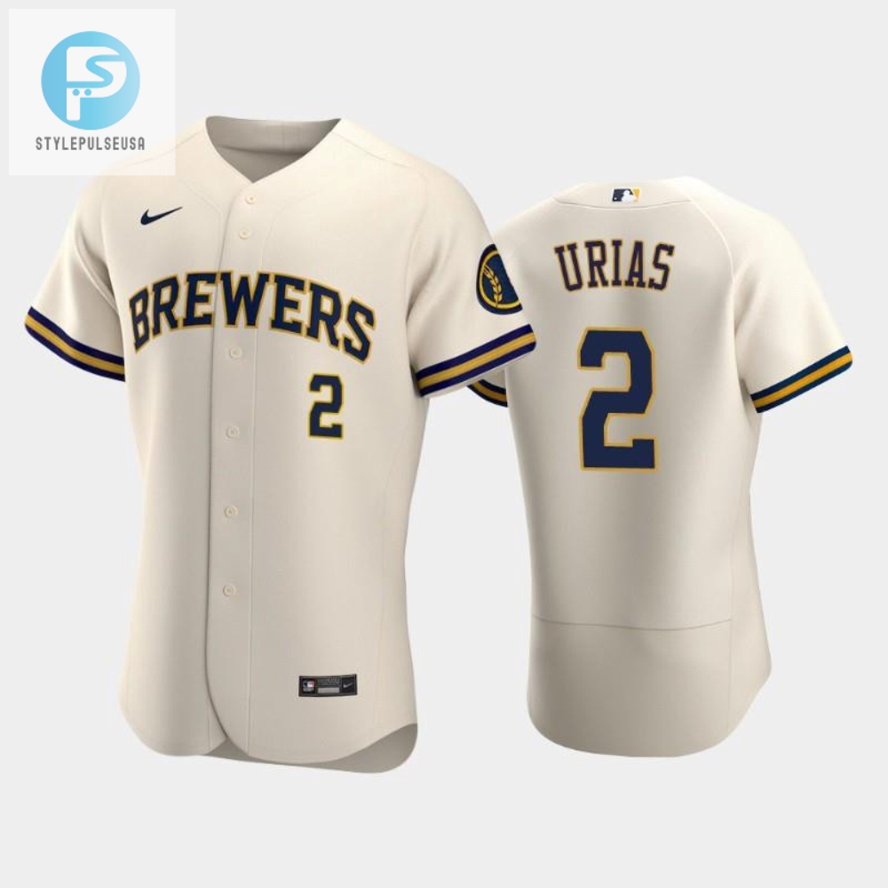 Milwaukee Brewers 2 Luis Urias Home Team Cream Jersey 