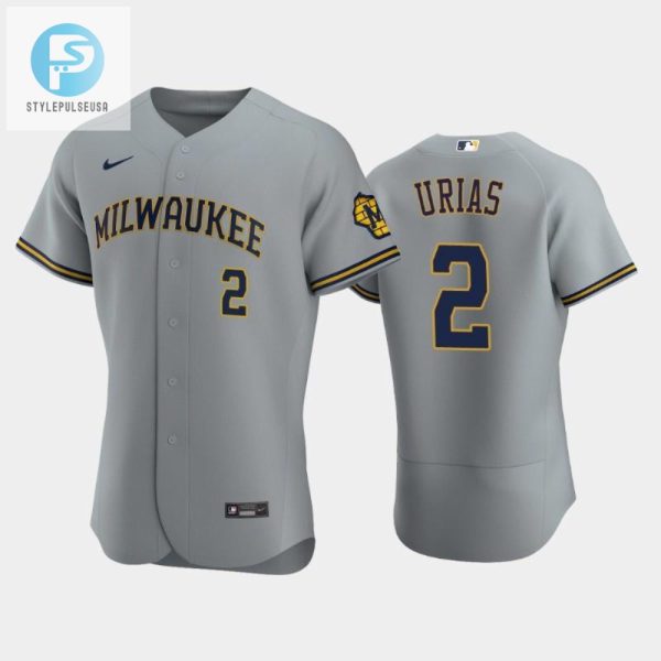 Milwaukee Brewers 2 Luis Urias Road Team Gray Jersey stylepulseusa 1