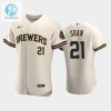 Milwaukee Brewers 21 Travis Shaw Home Team Cream Jersey stylepulseusa 1