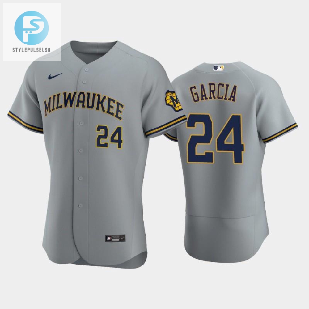 Milwaukee Brewers 24 Avisail Garcia Road Team Gray Jersey 