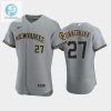 Milwaukee Brewers 27 Jordan Zimmermann Road Team Gray Jersey stylepulseusa 1