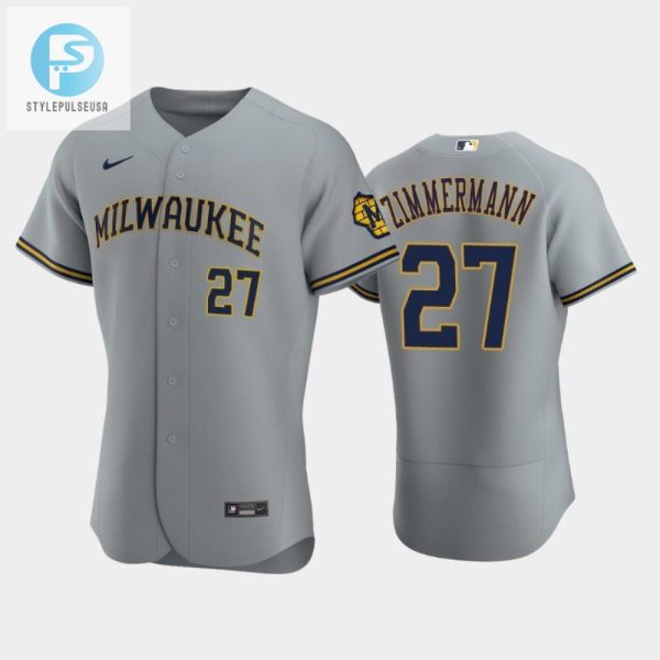 Milwaukee Brewers 27 Jordan Zimmermann Road Team Gray Jersey stylepulseusa 1 1