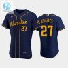 Milwaukee Brewers 27 Willy Adames Alternate Team Navy Jersey stylepulseusa 1