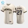 Milwaukee Brewers 27 Willy Adames Home Team Cream Jersey stylepulseusa 1