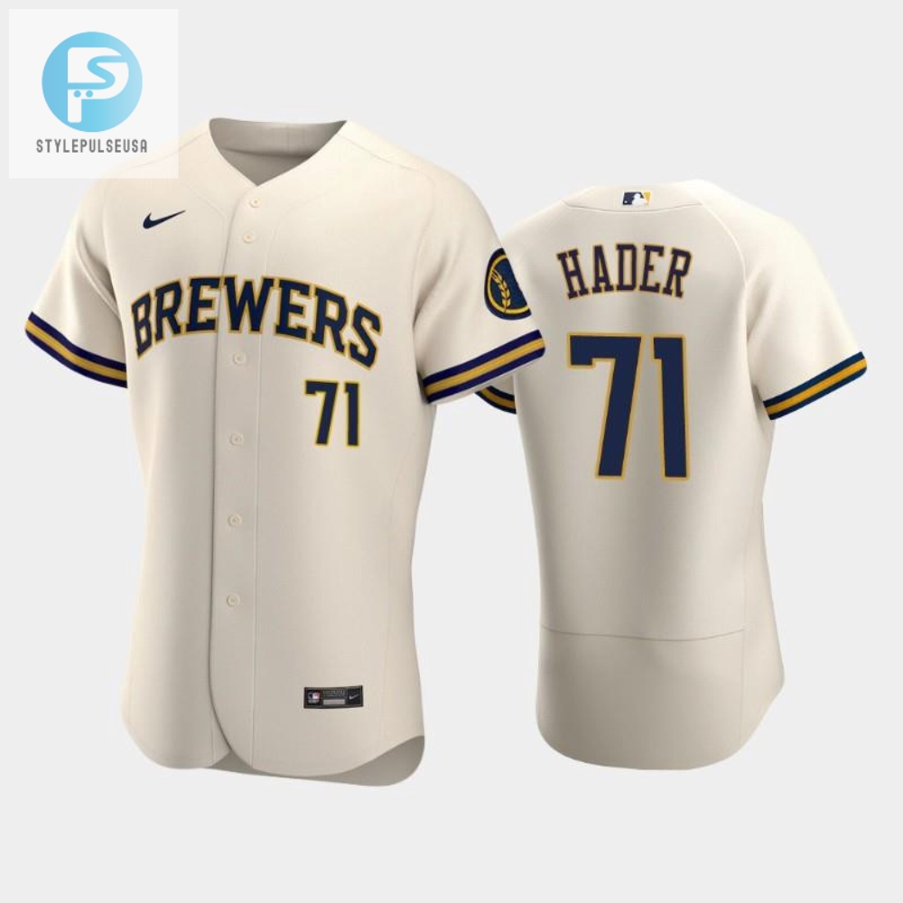 Milwaukee Brewers 71 Josh Hader Home Team Cream Jersey 