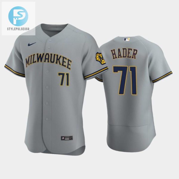 Milwaukee Brewers 71 Josh Hader Road Team Gray Jersey stylepulseusa 1