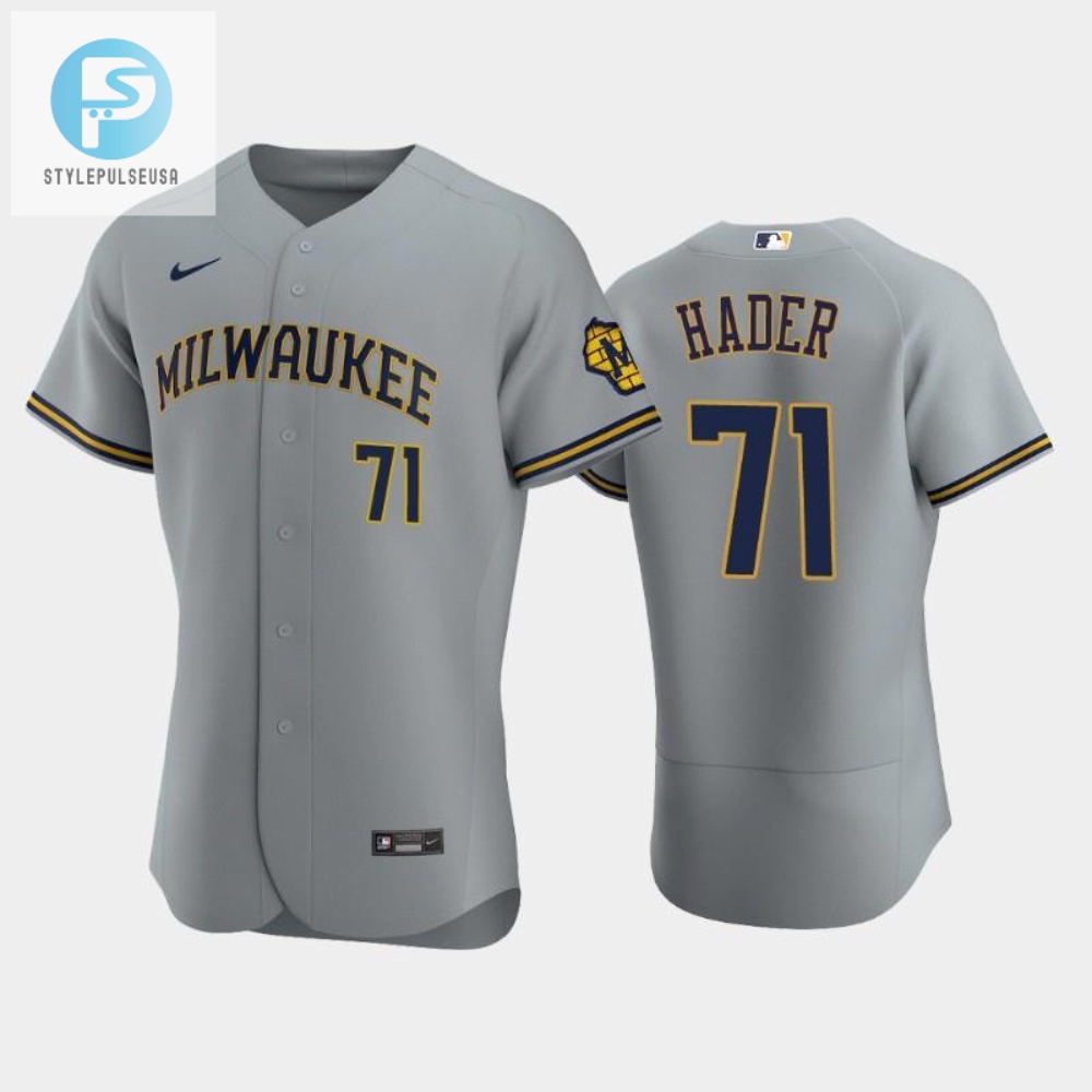 Milwaukee Brewers 71 Josh Hader Road Team Gray Jersey 