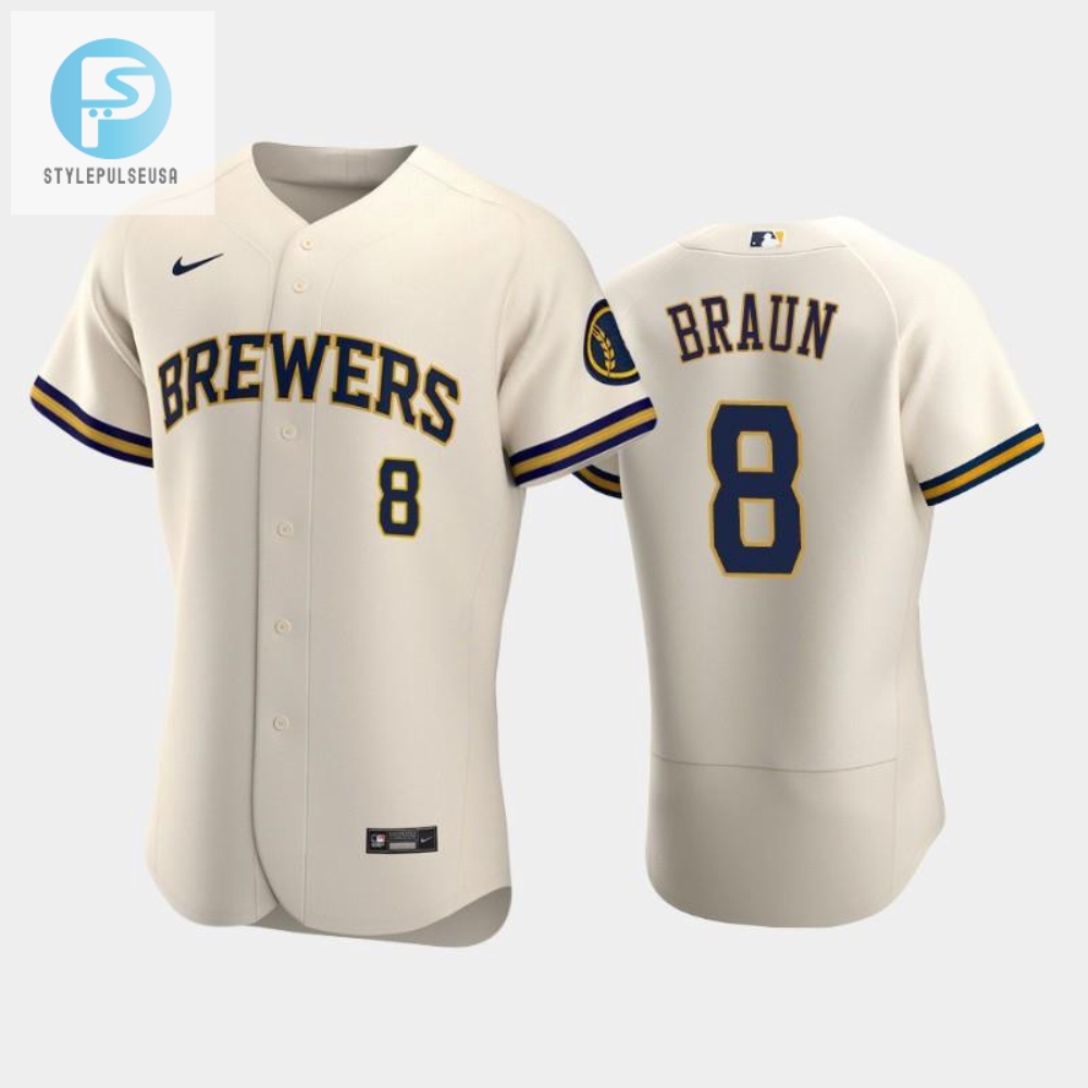 Milwaukee Brewers 8 Ryan Braun Home Team Cream Jersey 