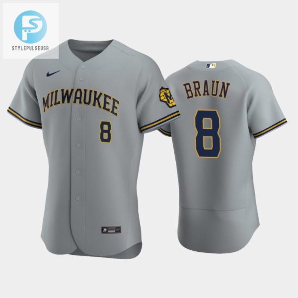 Milwaukee Brewers 8 Ryan Braun Road Team Gray Jersey stylepulseusa 1