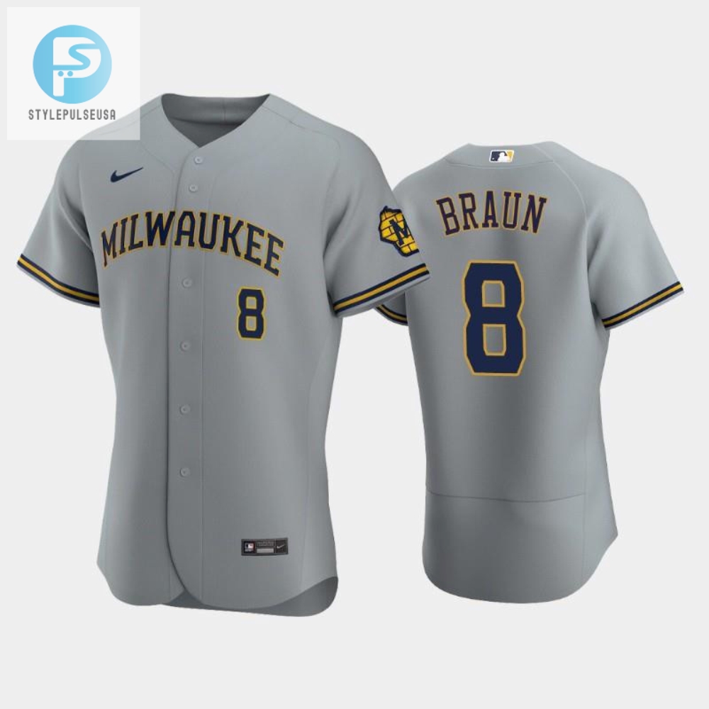 Milwaukee Brewers 8 Ryan Braun Road Team Gray Jersey 