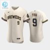 Milwaukee Brewers 9 Manny Pina Home Team Cream Jersey stylepulseusa 1