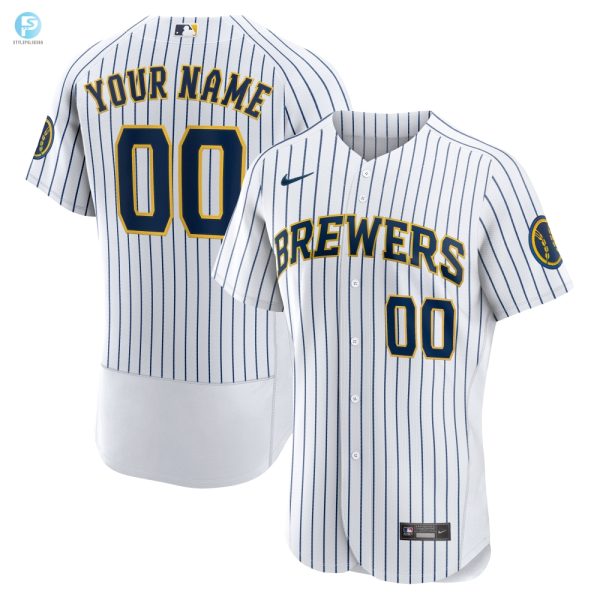 Milwaukee Brewers Alternate Authentic Custom Patch Jersey White Custom Jerseys Mlb stylepulseusa 1