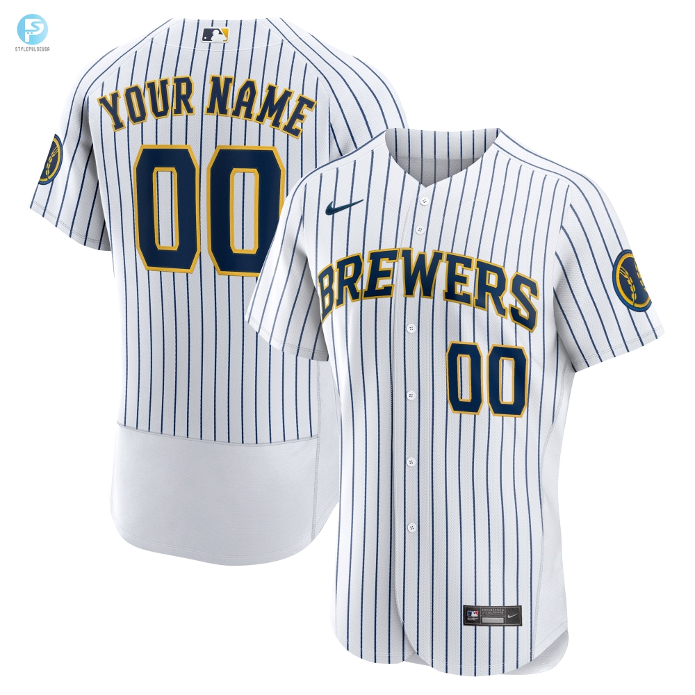 Milwaukee Brewers Alternate Authentic Custom Patch Jersey  White Custom Jerseys Mlb 