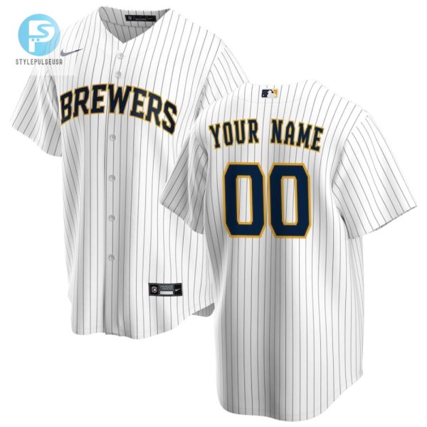 Milwaukee Brewers Alternate Custom Men Jersey White stylepulseusa 1