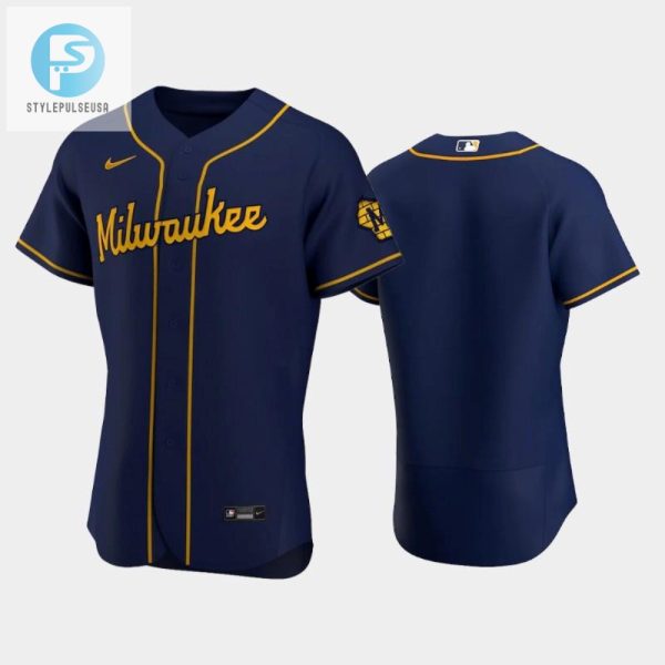 Milwaukee Brewers Alternate Team Navy Jersey stylepulseusa 1