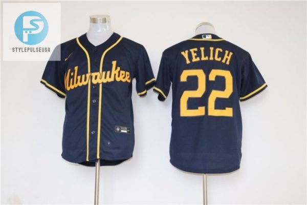 Milwaukee Brewers Christian Yelich 22 2020 Mlb Dark Blue Jersey stylepulseusa 1