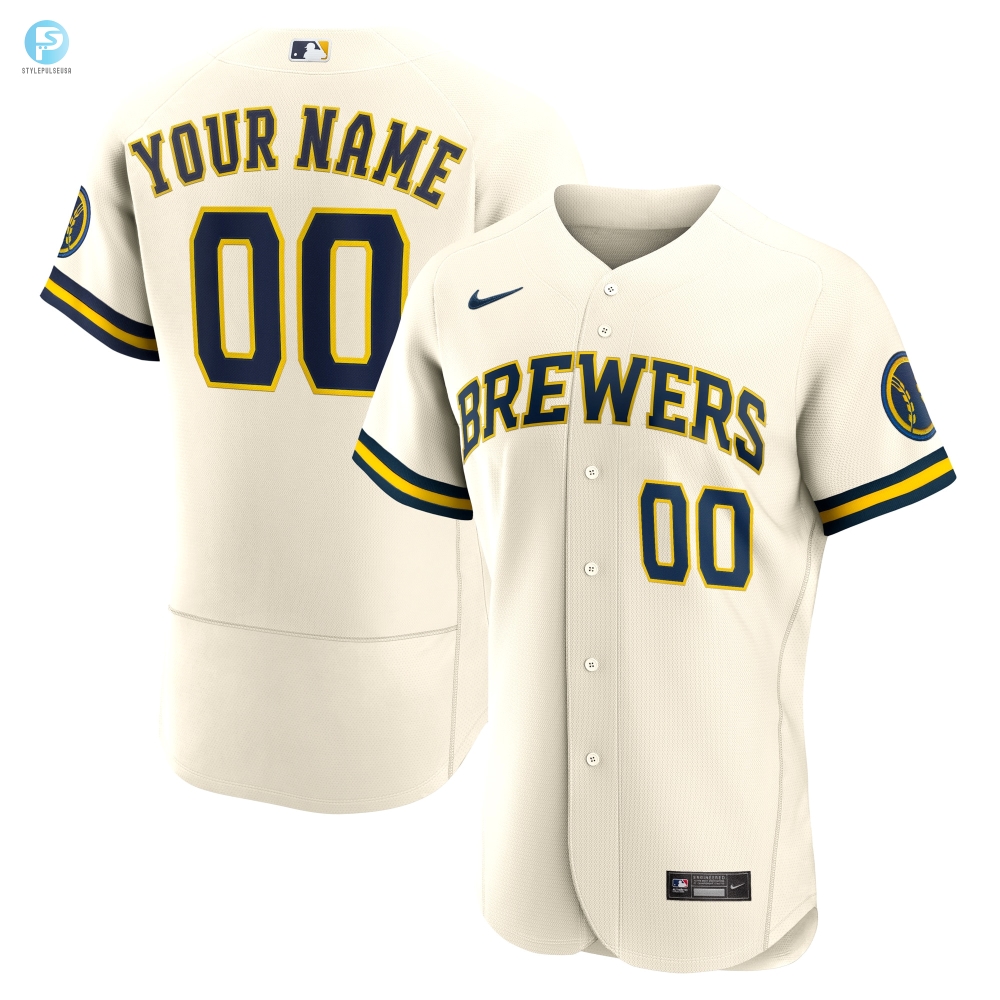 Milwaukee Brewers Home Authentic Custom Patch Jersey Cream Custom Jerseys Mlb 