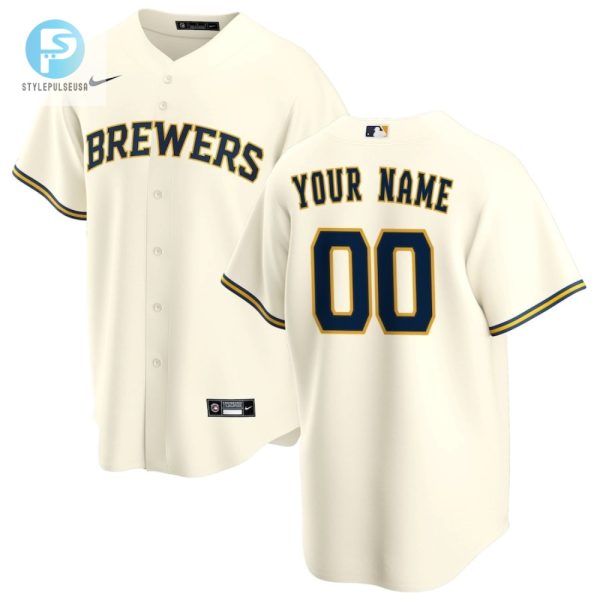 Milwaukee Brewers Home Custom Men Jersey Cream stylepulseusa 1