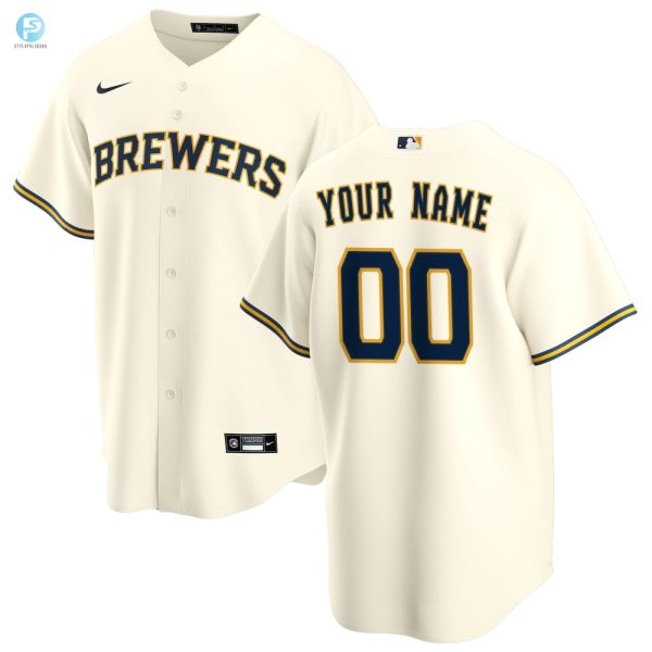 Milwaukee Brewers Home Replica Custom Jersey Cream Custom Jerseys Mlb stylepulseusa 1