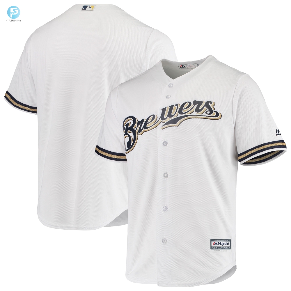 Milwaukee Brewers Majestic Team Official Jersey  White Mlb 