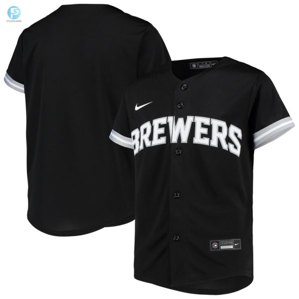 Milwaukee Brewers Replica Team Jersey Blackwhite Mlb stylepulseusa 1 1