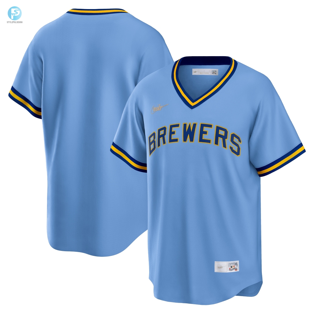 Milwaukee Brewers Road Cooperstown Collection Team Jersey  Powder Blue Mlb 