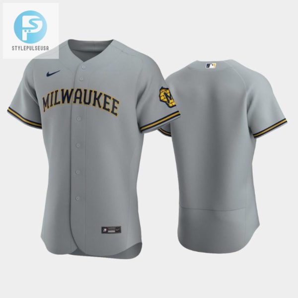 Milwaukee Brewers Road Team Gray Jersey stylepulseusa 1