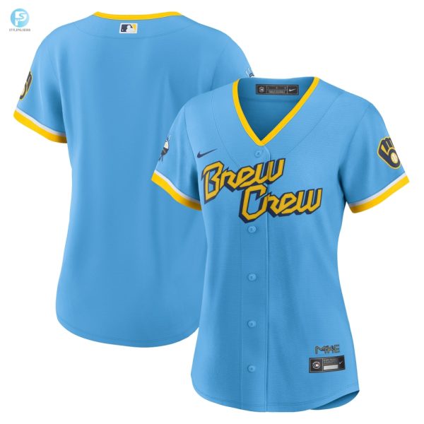 Milwaukee Brewers Womens 2022 City Connect Replica Team Jersey Powder Blue Mlb stylepulseusa 1 1