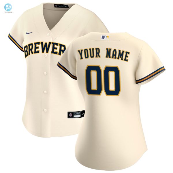 Milwaukee Brewers Womens Home Replica Custom Jersey Cream Custom Jerseys Mlb stylepulseusa 1 1