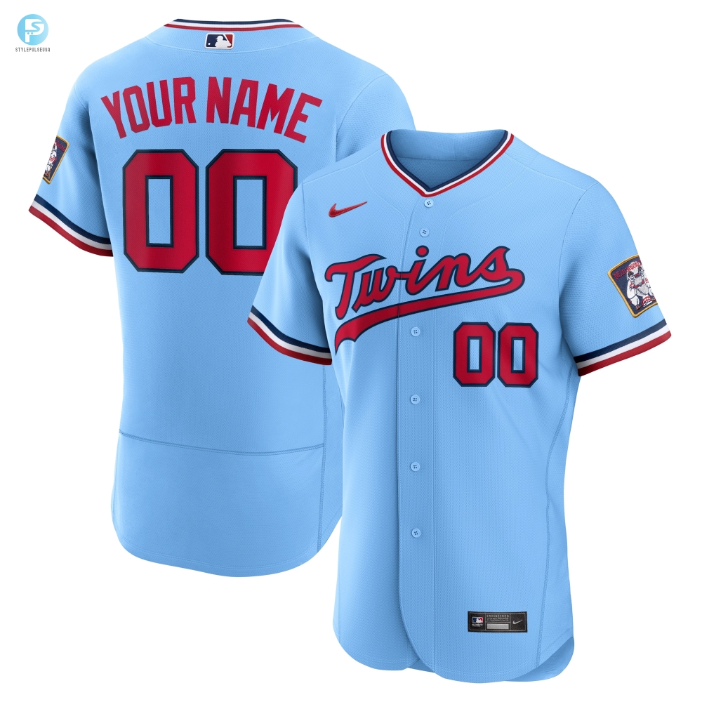 Minnesota Twins Alternate Authentic Custom Patch Jersey  Powder Blue Custom Jerseys Mlb 