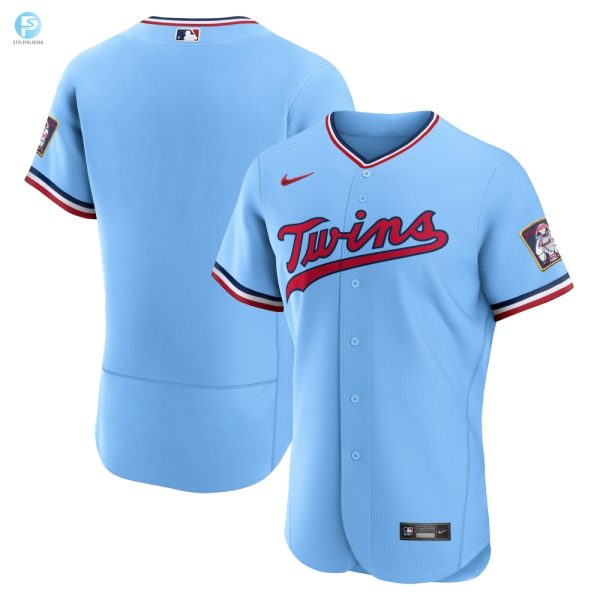 Minnesota Twins Alternate Authentic Team Logo Jersey Light Blue Mlb stylepulseusa 1