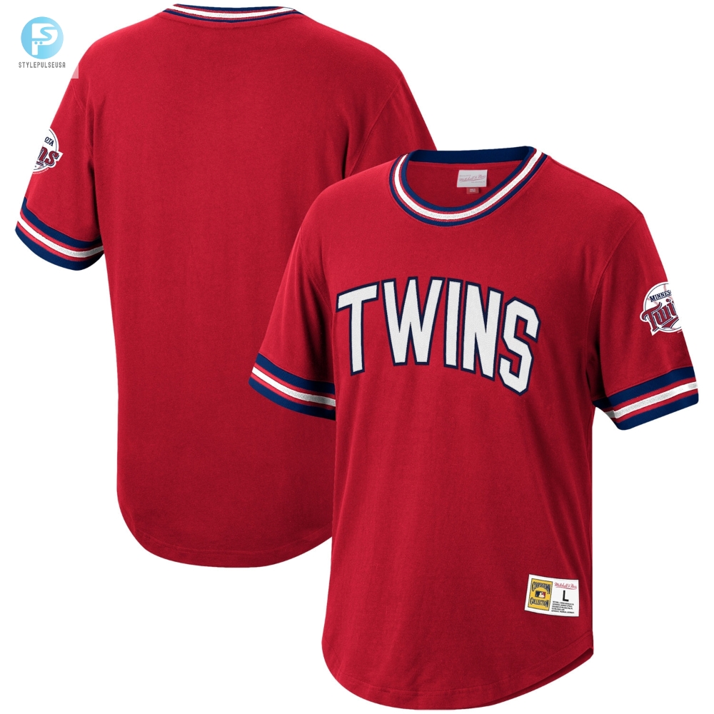 Minnesota Twins Mitchell  Ness Cooperstown Collection Wild Pitch Jersey Tshirt  Red Mlb 