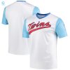 Minnesota Twins Stitches Cooperstown Collection Wordmark Vneck Jersey White Mlb stylepulseusa 1