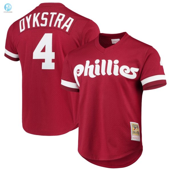 Mitchell Ness Lenny Dykstra Philadelphia Phillies Cooperstown Collection Mesh Batting Practice Jersey Scarlet Mlb stylepulseusa 1 1