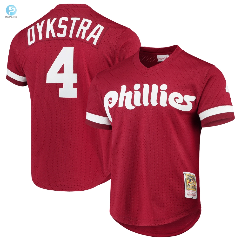 Mitchell  Ness Lenny Dykstra Philadelphia Phillies Cooperstown Collection Mesh Batting Practice Jersey  Scarlet Mlb 