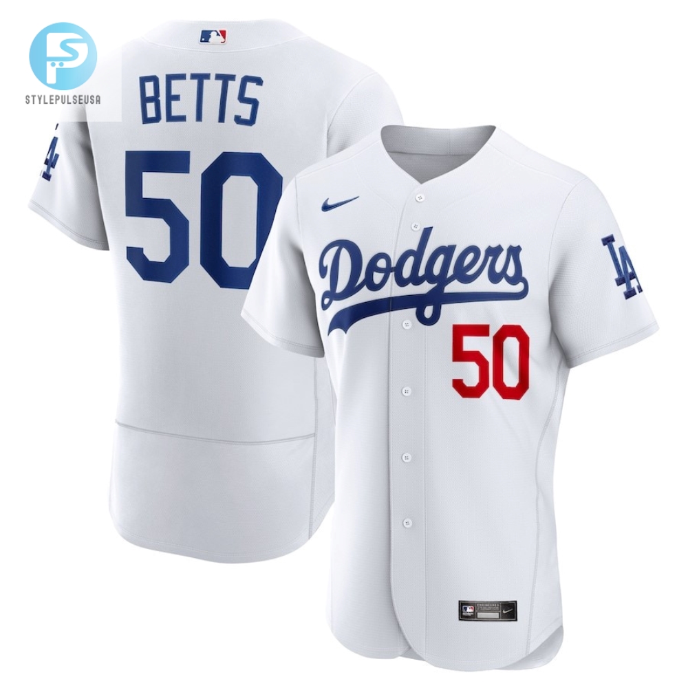 Mookie Betts 50 Los Angeles Dodgers Home Player Elite Jersey  White 