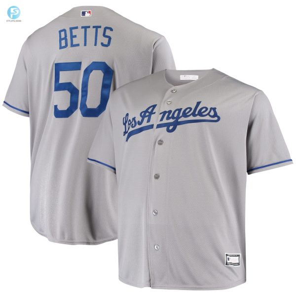 Mookie Betts Los Angeles Dodgers Big And Tall Replica Player Jersey Gray Mlb stylepulseusa 1