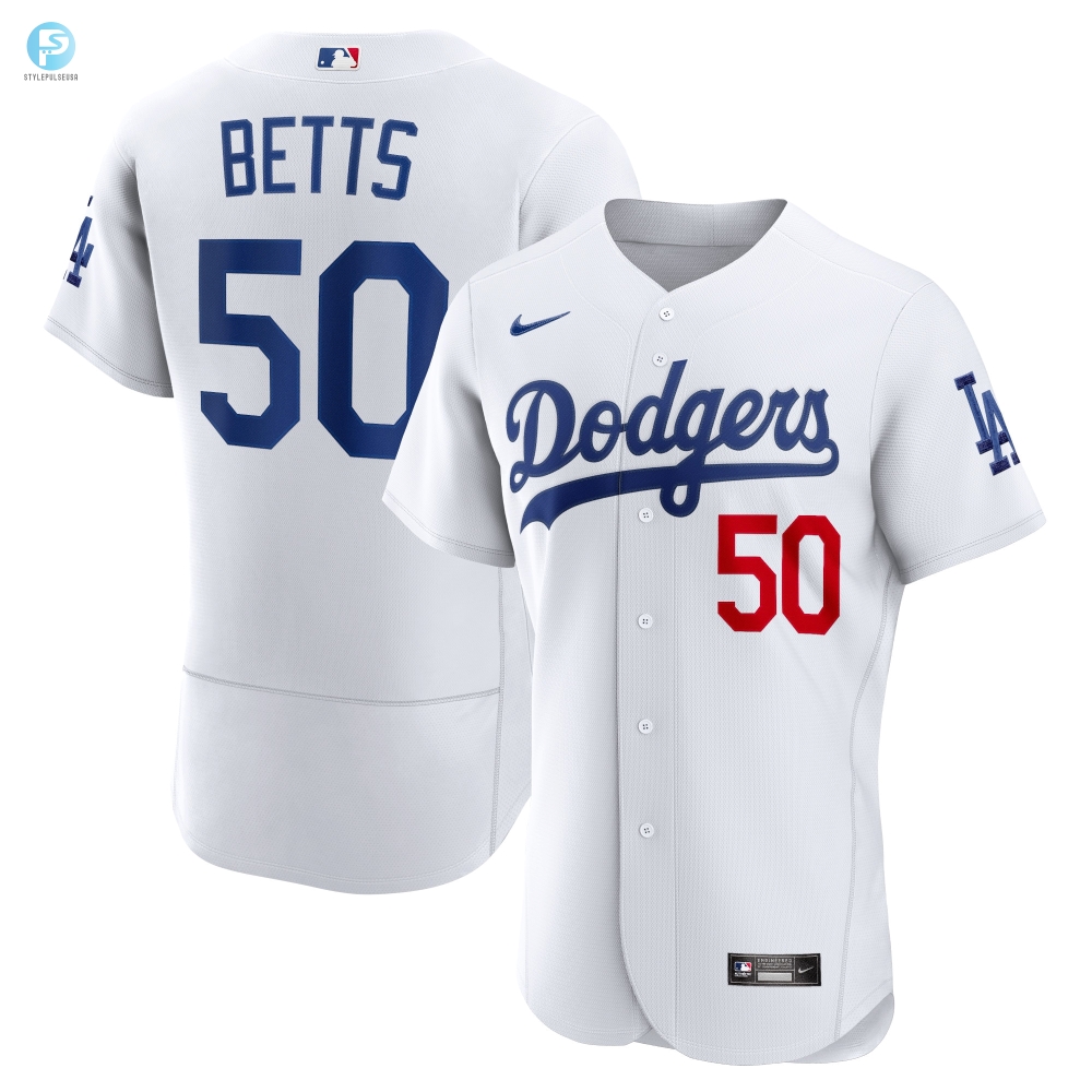 Mookie Betts Los Angeles Dodgers Home Authentic Player Jersey White Mlb stylepulseusa 1