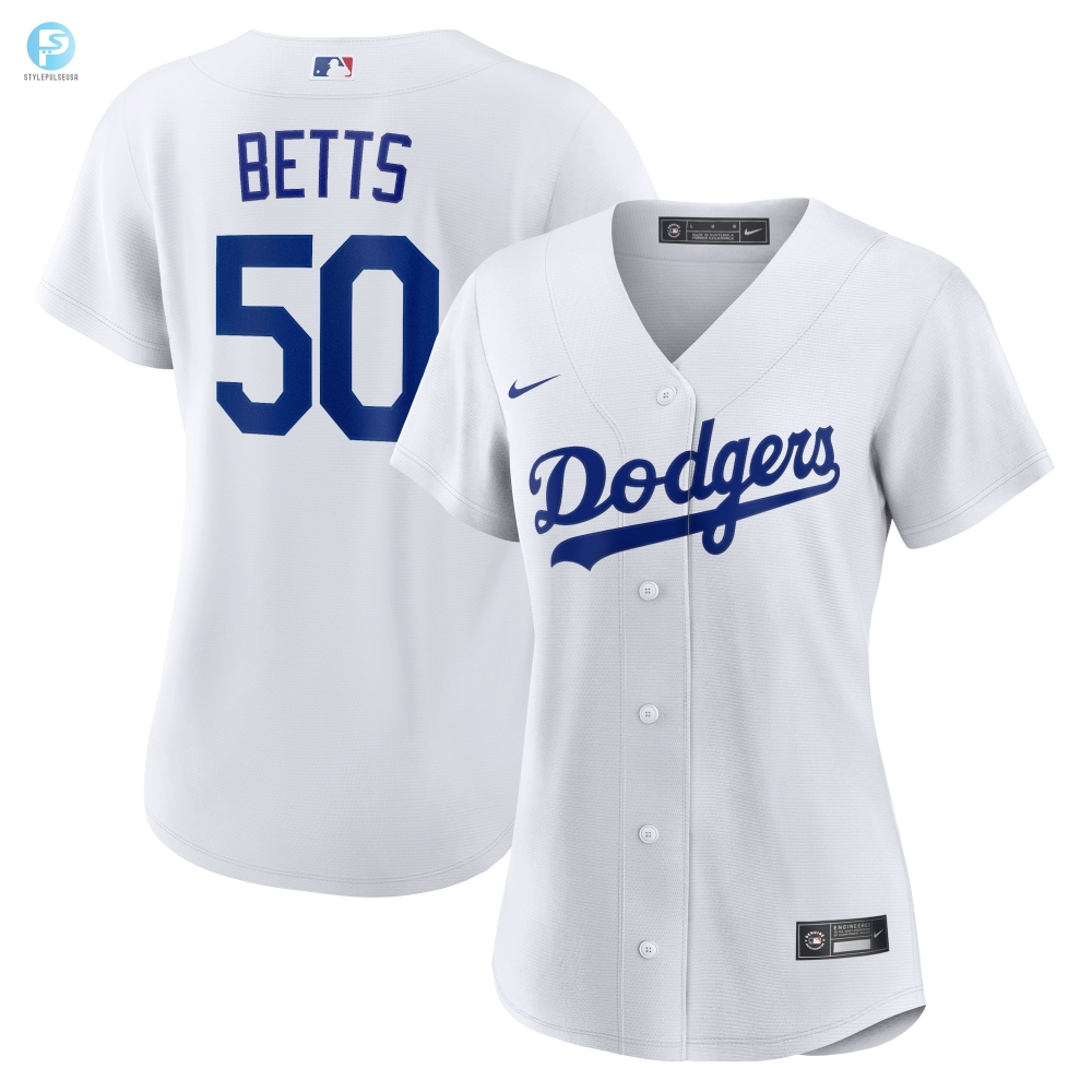 Mookie Betts Los Angeles Dodgers Womens Home Replica Player Jersey  White Mlb 