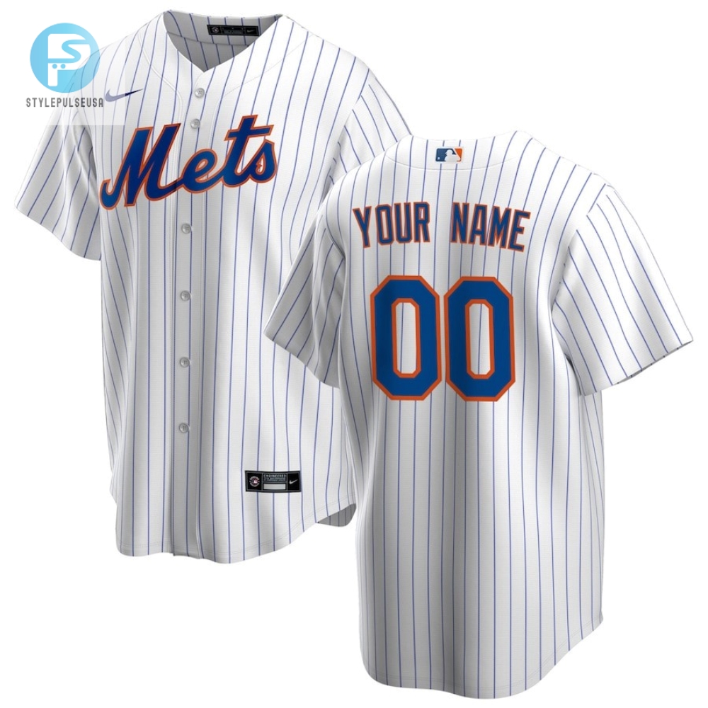 New York Mets Home Custom Men Jersey  White 