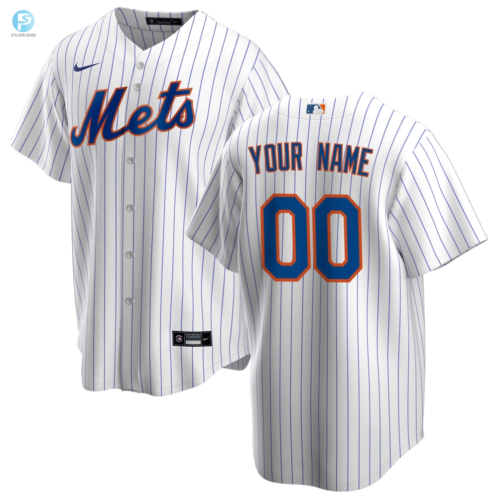 New York Mets Home Replica Custom Jersey  White Custom Jerseys Mlb 