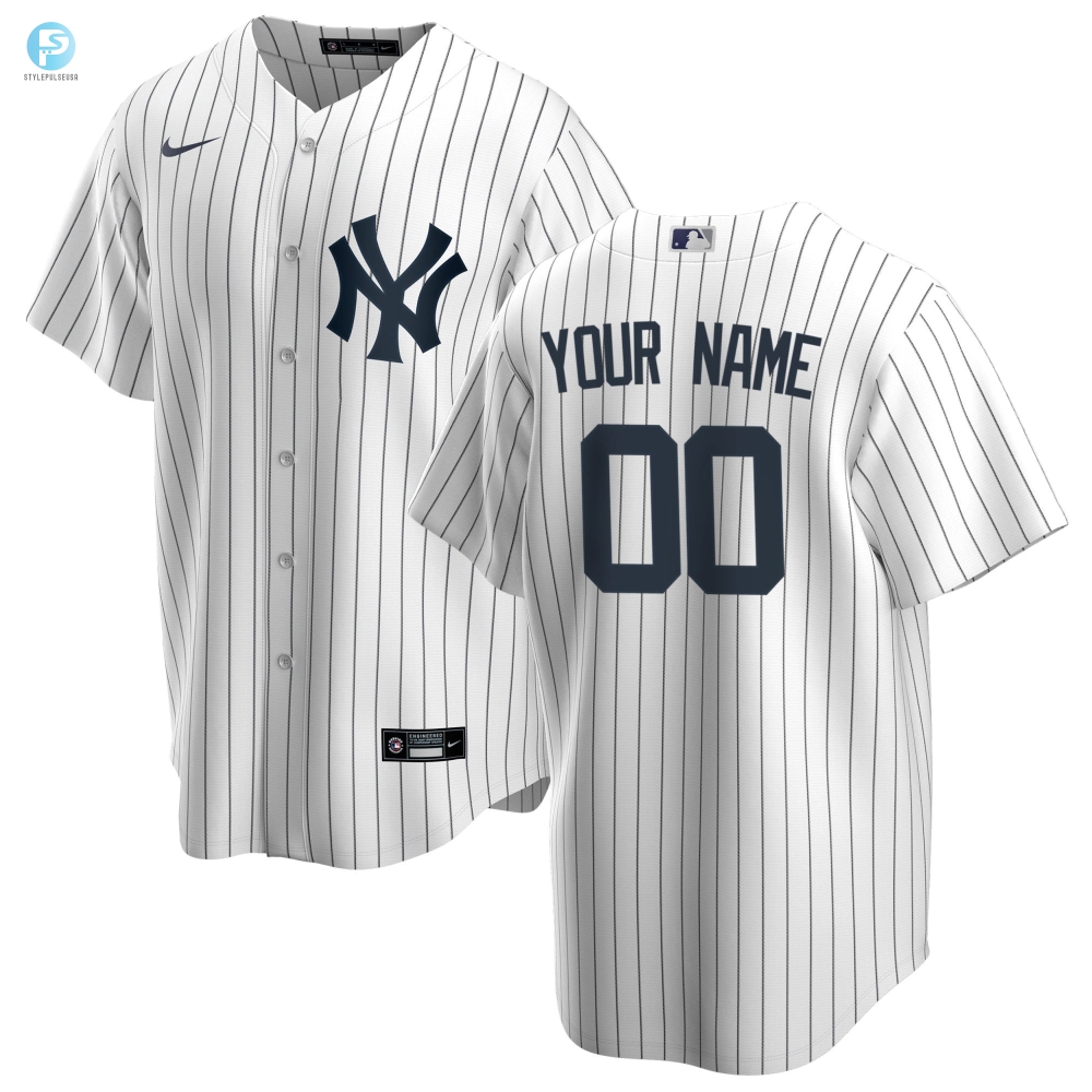 New York Yankees Home Replica Custom Jersey  White Custom Jerseys Mlb 